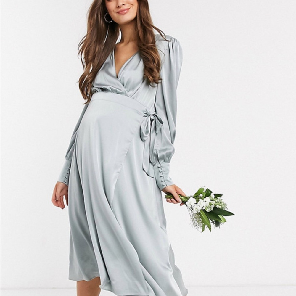 ASOS Light Blue Long Sleeve Wrap Dress